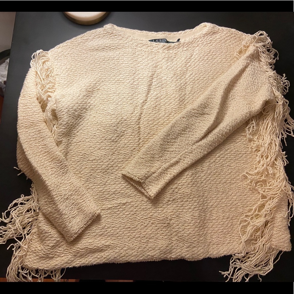 Ralph Lauren Cream long sleeve fringe sweater